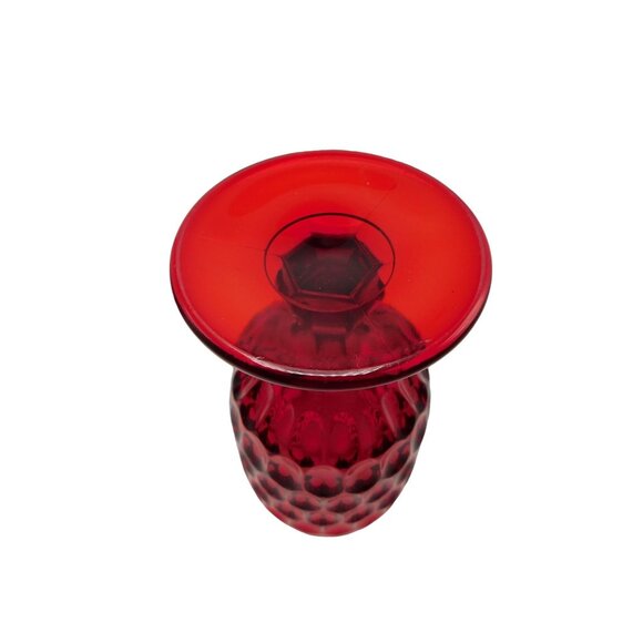 Vintage 1960’s/70’s Ruby Red Fenton Thumbprint Glass 6 1/2" Stem Drinking Goblet - Picture 4 of 5